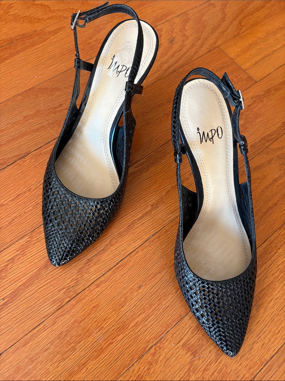 Black Woven Slingback Heels